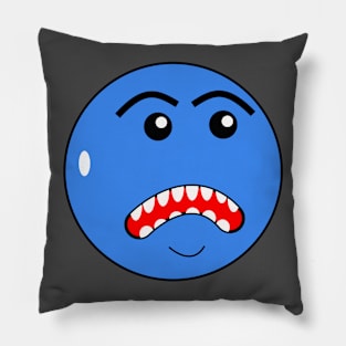 Mr Angry Blue Ball Pillow