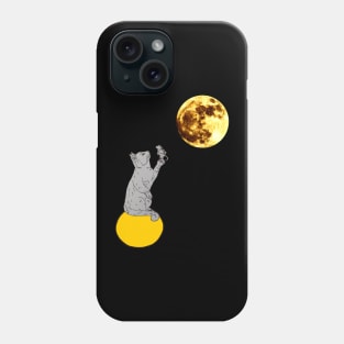 Hello Kitty catching a mouse in a moon Phone Case