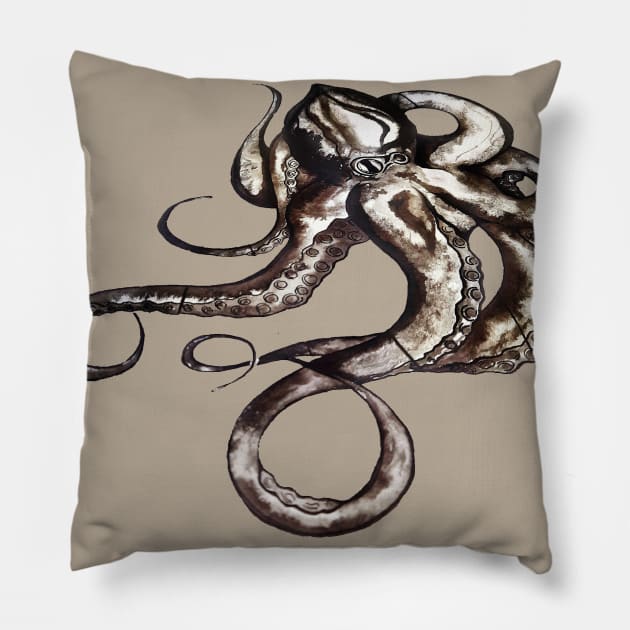 octopus with tentacles. Pillow by Art by Taya 