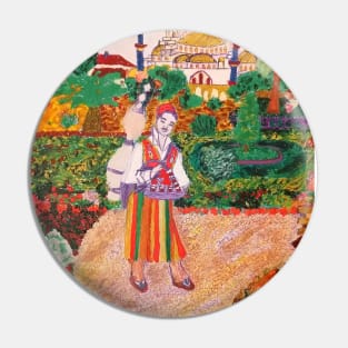 The Tea Seller Colorful Acrylic Artwork Pin