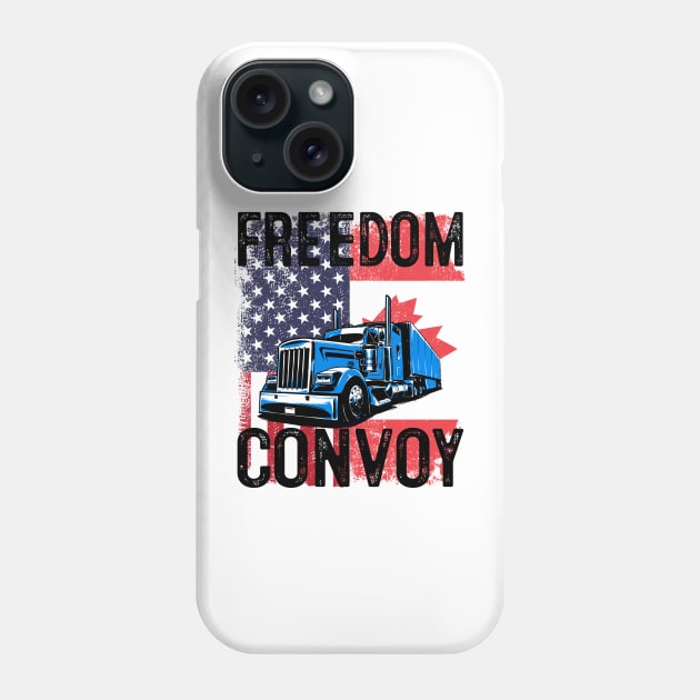 American Flag Canada Flag Freedom Convoy 2022 Trucker Driver Phone Case by nvqdesigns