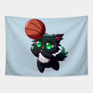 Cat playing basketball Tapestry