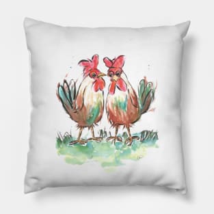 Chickens, Love Bird Couple Pillow