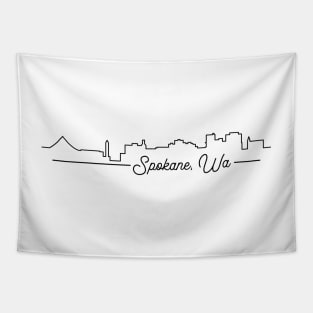 Spokane Cityscape Line Art Tapestry