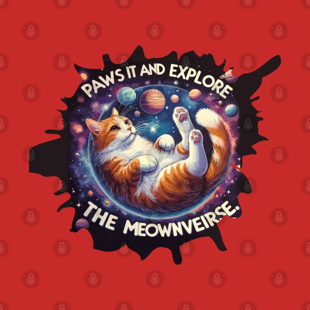 Paws it and Explore the Meowniverse - Cute Cat in Space Design by diegotorres