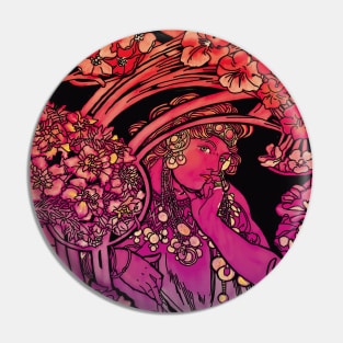 Mucha Lady (red) Pin