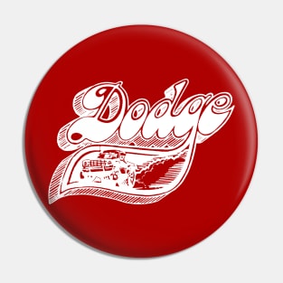 Vintage Dodge Pick-Up Art (White on Red) Pin