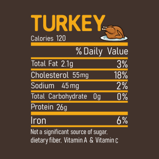 Turkey Nutrition Facts Funny Thanksgiving Costume Christmas T-Shirt T-Shirt