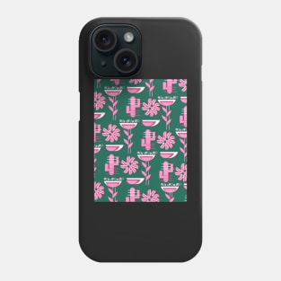 Pink flowers and cacti Phone Case