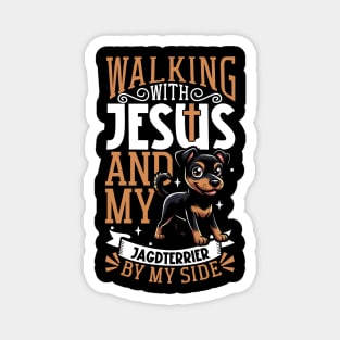 Jesus and dog - German Jagdterrier Magnet