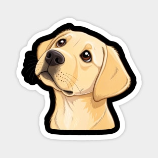 Curious Yellow Labrador Puppy – Cute Dog Face with Big Eyes and Minimalist Style Magnet