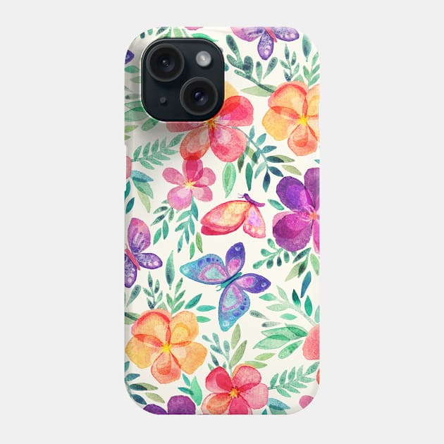 Summer Blooms & Butterflies on cream Phone Case by micklyn