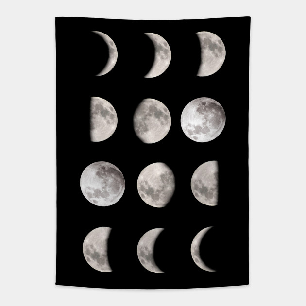 12 Phases Of The Moon Full Moon Tapestry Teepublic