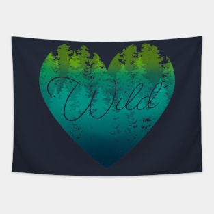 Wild Heart Design in Blue and Green Tapestry