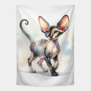 Cornish Rex Watercolor Kitten - Cute Kitties Tapestry