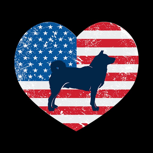 American Flag Heart Love Shiba Inu Usa Patriotic 4Th Of July by JaroszkowskaAnnass