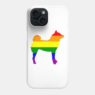 Lilly the Shiba Inu Silhouette - Rainbow Pride Flag on White Phone Case