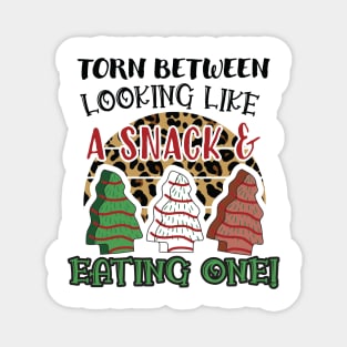 Torn Between Looking Like A Snack And Eating One Santa Christmas Cakes - Vintage Leopard Christmas Tree Cakes Magnet