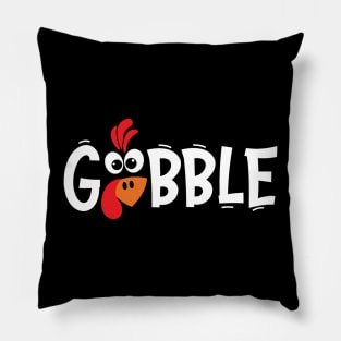 Gobble Gobble Thanksgiving Family Funny Fall Season Pumpkin Turkey Pillow