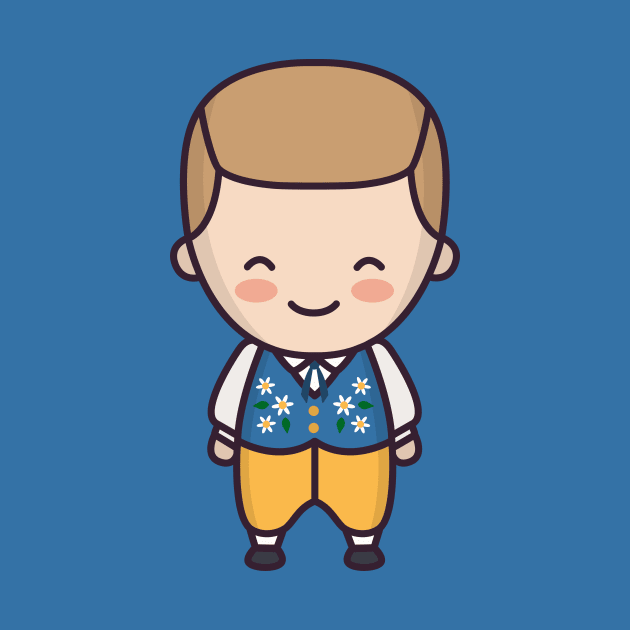 Cute Swedish Man in Traditional Clothing Cartoon by SLAG_Creative
