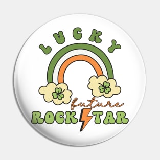 Lucky Future Rockstar for Kids, St. Patricks Day Kids Gift, Future Rockstar, Lucky Shamrock, Rainbow Lucky Future Rockstar Kids Pin