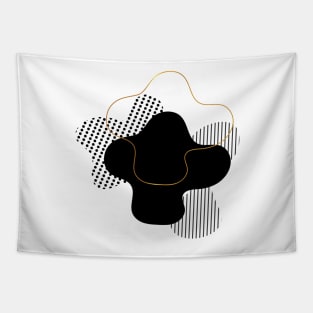 Black, Gray and Gold Abstract Pattern Tapestry