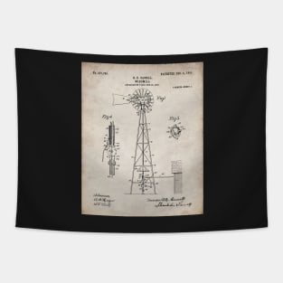 Windmill Patent - Farmer Rancher Country Farmhouse Art - Antique Tapestry