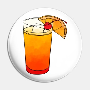 Tequila Sunrise Cocktail Watercolor Drink Pin