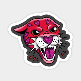 American Traditional Panther Tattoo - Pink and Purple with sparkles and glitter cute gift Magnet