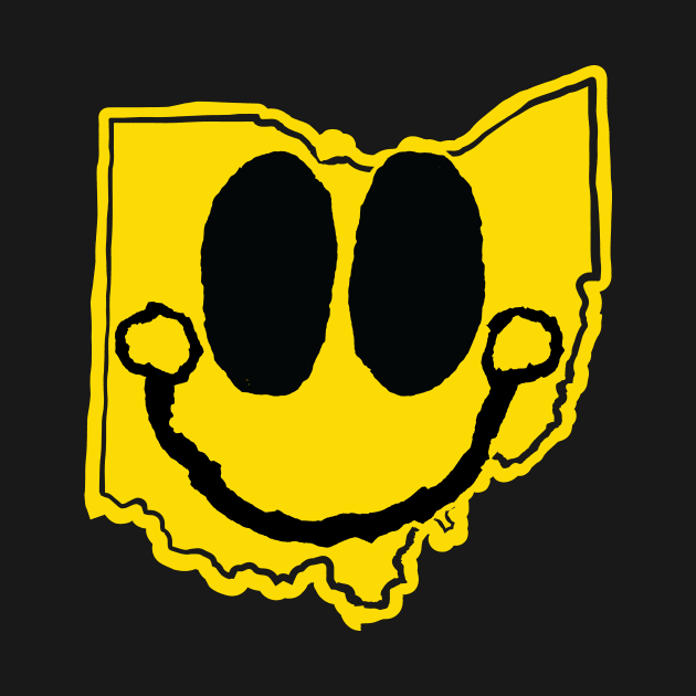 Ohio Happy Cartoon Map Face with smile by pelagio