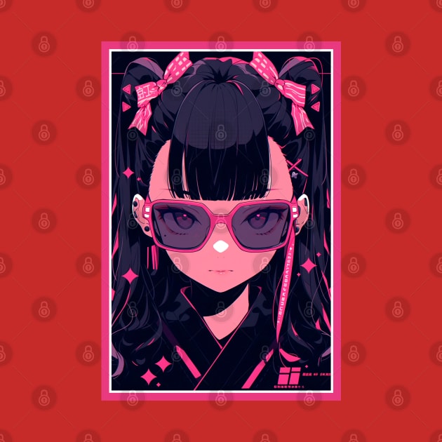Aesthetic Anime Girl Pink Rosa Black | Quality Aesthetic Anime Design | Premium Chibi Manga Anime Art by AlNoah