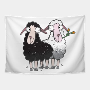 cute sheep on the meadow Tapestry