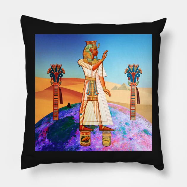 Ramses on the Moon, Supported by Del Maiz Corn and Kraft Mayo Pillow by pompeiigod