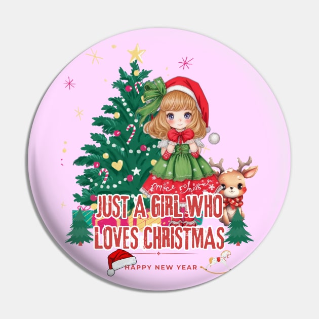 Just a Girl Who Loves Christmas Pin by WOLVES STORE