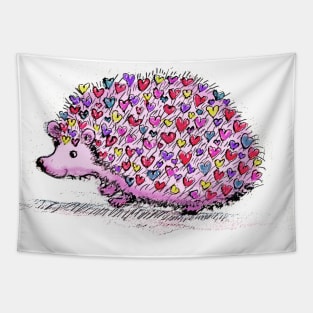 Hedgehog Love Cute Hearts Tapestry