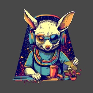 Cool bunny as DJ with broken sunglasses T-Shirt