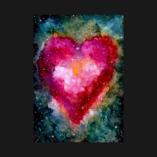 Bright Pink Heart and Outer Space T-Shirt