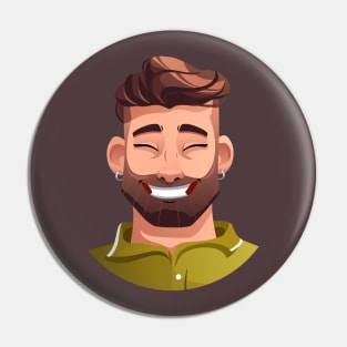 Brutal bearded smiling man Pin