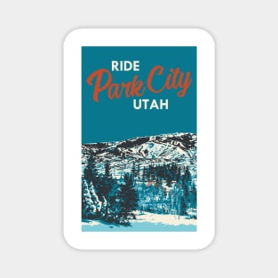 Park City Utah Vintage Snowboarding Poster Magnet
