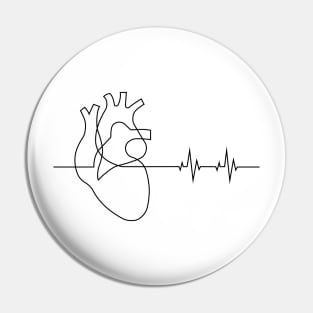 Aesthetic Heart Beating One Line Art Design Pin