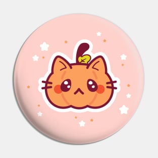 Cute pumpkin cat Halloween illustration Pin