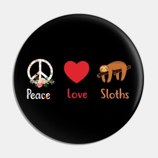 Peace Love Sloths Peace Sign Pin