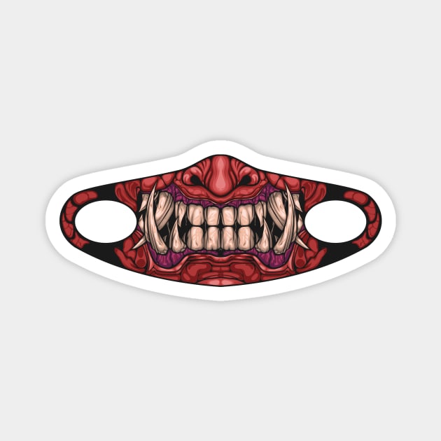 Oni Mask Red Magnet by HappymanStudio