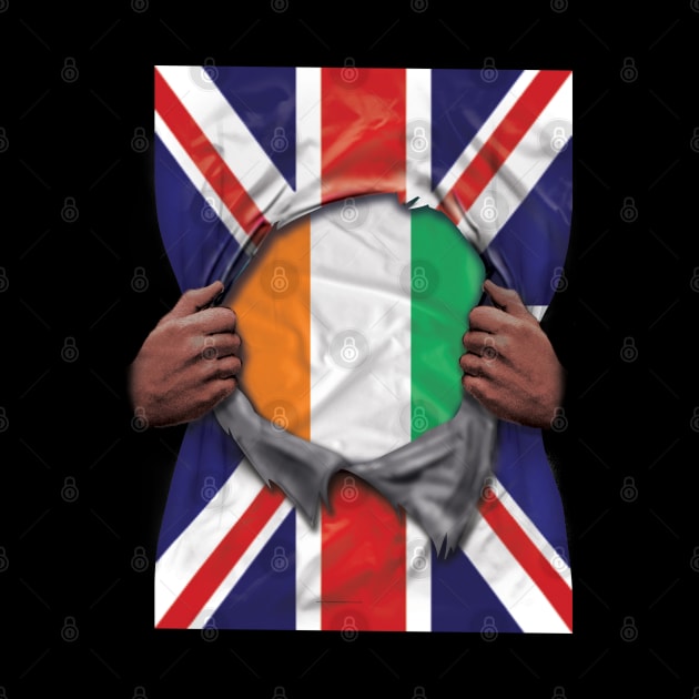 Ivory Coast Flag Great Britain Flag Ripped - Gift for Ivorian From Ivory Coast by Country Flags