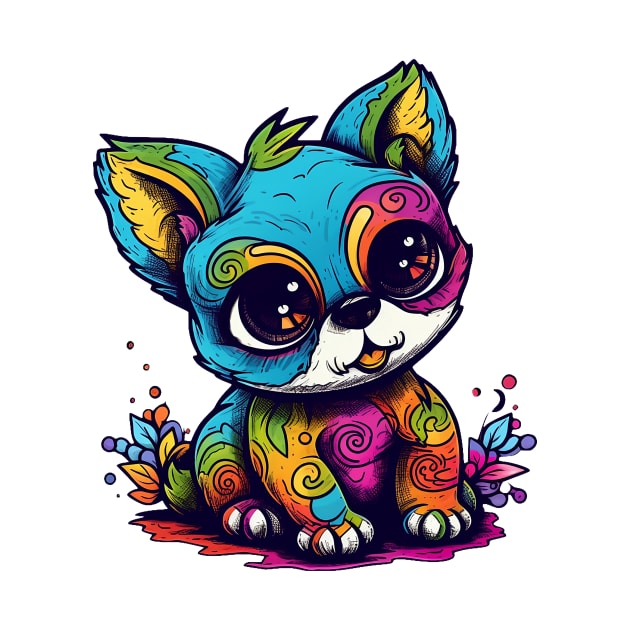 Rainbow fox pup by stkUA