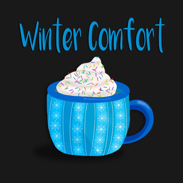 Winter Comfort Mug with Blue Stripes and Snowflakes by donna.norton.520