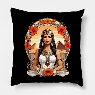 Cleopatra Queen of Egypt retro vintage floral design Pillow