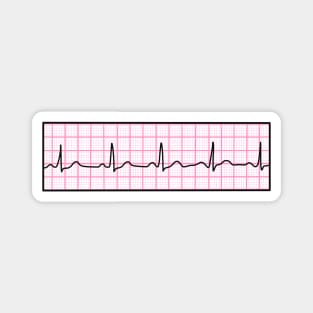 Hand Drawn Normal Electrocardiogram Pink Magnet