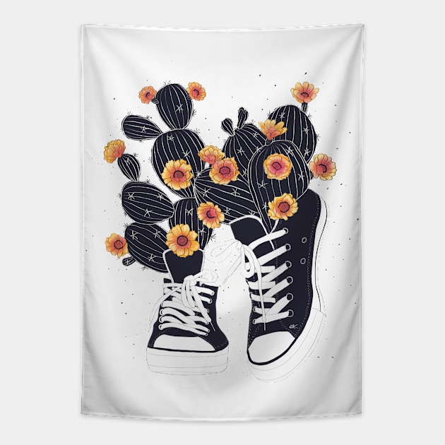 Sneakers with cactus Tapestry by kodamorkovkart