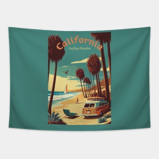 California - Surfing Paradise Tapestry